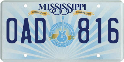 MS license plate OAD816