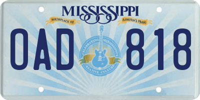 MS license plate OAD818