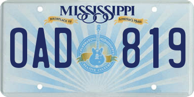 MS license plate OAD819