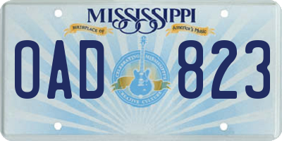 MS license plate OAD823