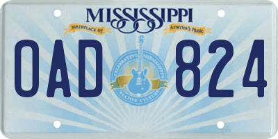 MS license plate OAD824