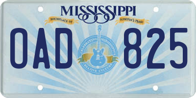 MS license plate OAD825