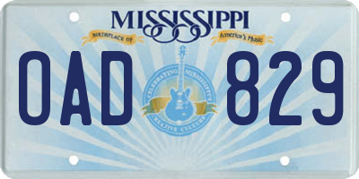 MS license plate OAD829