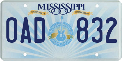 MS license plate OAD832