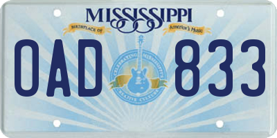 MS license plate OAD833