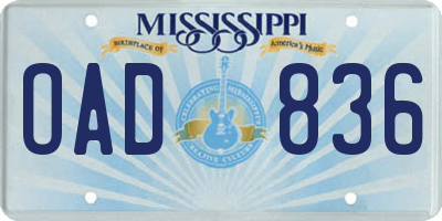MS license plate OAD836