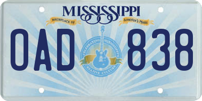MS license plate OAD838