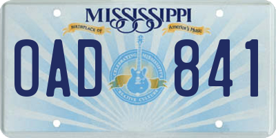 MS license plate OAD841