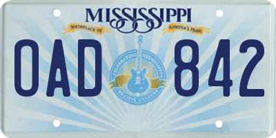 MS license plate OAD842