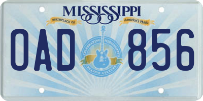 MS license plate OAD856