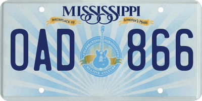 MS license plate OAD866