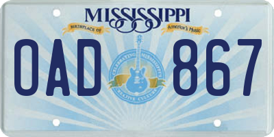MS license plate OAD867