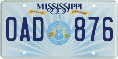 MS license plate OAD876
