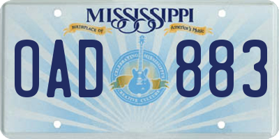 MS license plate OAD883
