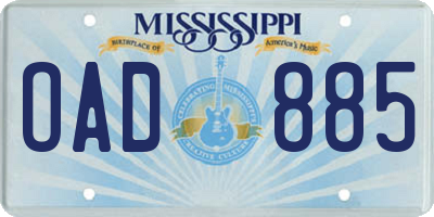 MS license plate OAD885