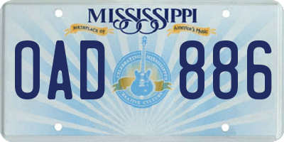 MS license plate OAD886
