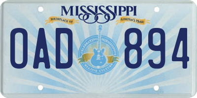 MS license plate OAD894