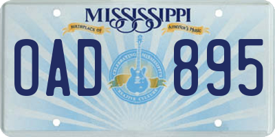 MS license plate OAD895