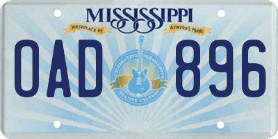 MS license plate OAD896