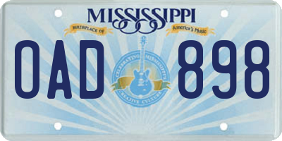 MS license plate OAD898