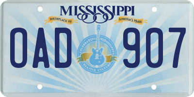 MS license plate OAD907