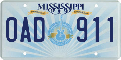 MS license plate OAD911