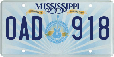MS license plate OAD918