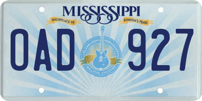 MS license plate OAD927