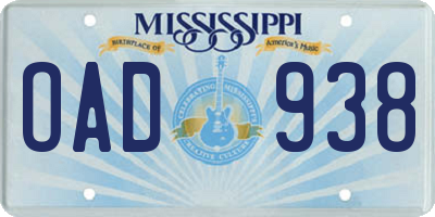 MS license plate OAD938