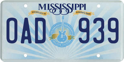 MS license plate OAD939