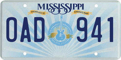 MS license plate OAD941
