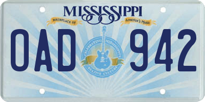 MS license plate OAD942
