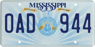 MS license plate OAD944