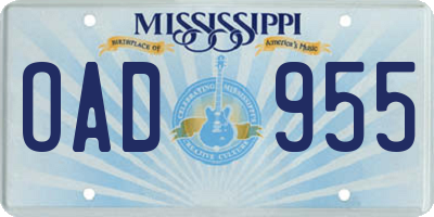 MS license plate OAD955