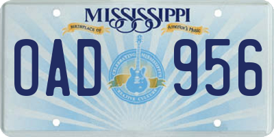 MS license plate OAD956