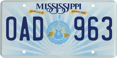 MS license plate OAD963
