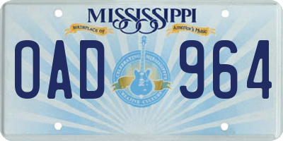 MS license plate OAD964