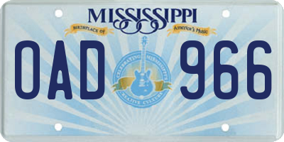 MS license plate OAD966