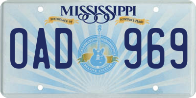 MS license plate OAD969