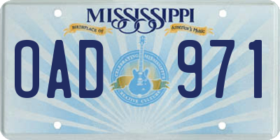 MS license plate OAD971
