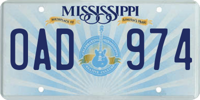 MS license plate OAD974