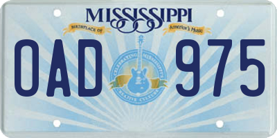 MS license plate OAD975