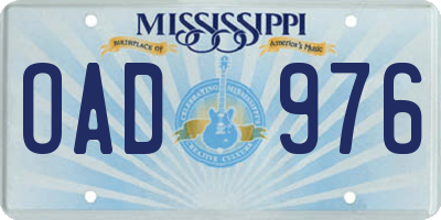 MS license plate OAD976