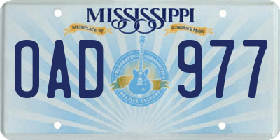 MS license plate OAD977