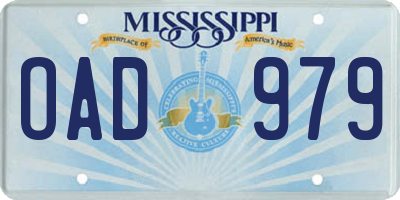 MS license plate OAD979