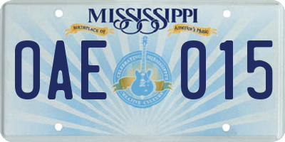 MS license plate OAE015