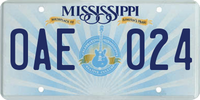 MS license plate OAE024