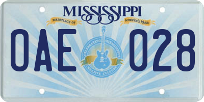 MS license plate OAE028