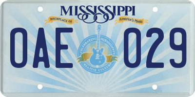 MS license plate OAE029
