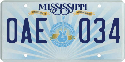 MS license plate OAE034